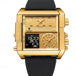 POEDAGAR Luxury Men Quartz Watch Sports Rectangle Waterproof Multifunction Analog Quartz Wristwatch Luminous Calendar Men Watch Digital Men's Watches