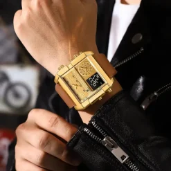 POEDAGAR Luxury Men Quartz Watch Sports Rectangle Waterproof Multifunction Analog Quartz Wristwatch Luminous Calendar Men Watch Digital Men's Watches