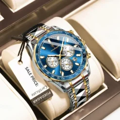POEDAGAR Luxury Sports Watch Men Quartz Waterproof Luminous Date Chronograph Men's Watches Stainless Steel Man Watch Male Clock