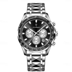 POEDAGAR Luxury Sports Watch Men Quartz Waterproof Luminous Date Chronograph Men's Watches Stainless Steel Man Watch Male Clock