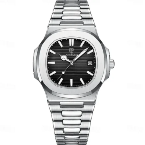 POEDAGAR Luxury Watch Business Waterproof Male Clock Luminous Date Stainless Steel Square Quartz Men Watch