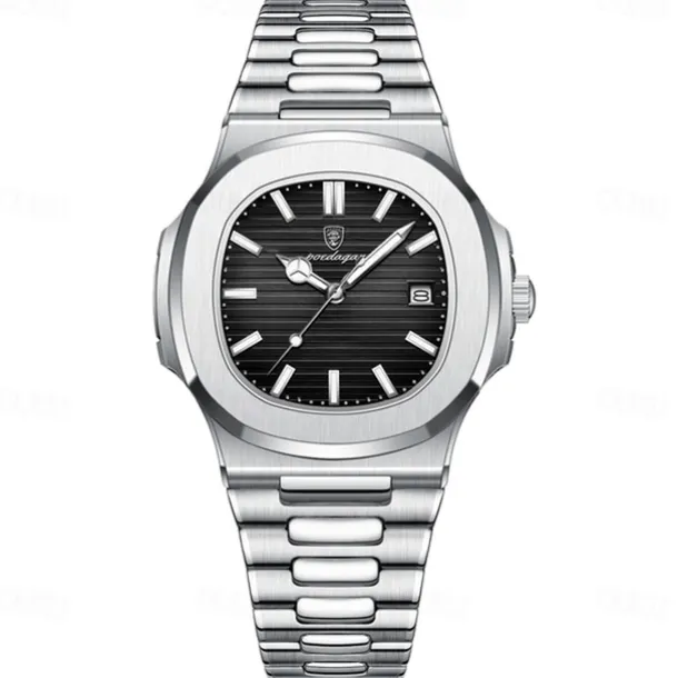POEDAGAR Luxury Watch Business Waterproof Male Clock Luminous Date Stainless Steel Square Quartz Men Watch
