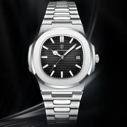 POEDAGAR Luxury Watch Business Waterproof Male Clock Luminous Date Stainless Steel Square Quartz Men Watch