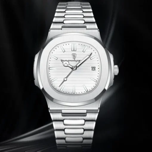POEDAGAR Luxury Watch Business Waterproof Male Clock Luminous Date Stainless Steel Square Quartz Men Watch