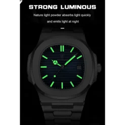POEDAGAR Luxury Watch Business Waterproof Male Clock Luminous Date Stainless Steel Square Quartz Men Watch