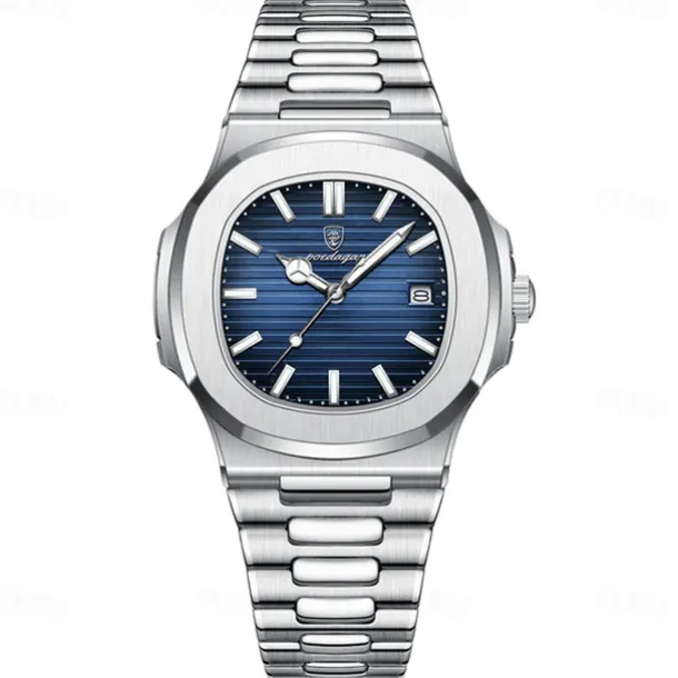 POEDAGAR Luxury Watch Business Waterproof Male Clock Luminous Date Stainless Steel Square Quartz Men Watch