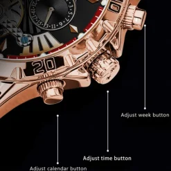 POEDAGAR Men Mechanical Watch Fashion Casual Wristwatch Automatic Self-winding Moon phase Luminous Waterproof Steel Watch