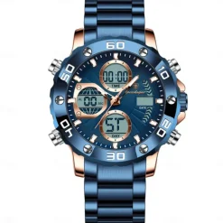 POEDAGAR Military Men's Electronic Wristwatch LED Alarm Analog-Digital Dual Display Men Watch Waterproof Sports Watches