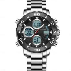 POEDAGAR Military Men's Electronic Wristwatch LED Alarm Analog-Digital Dual Display Men Watch Waterproof Sports Watches