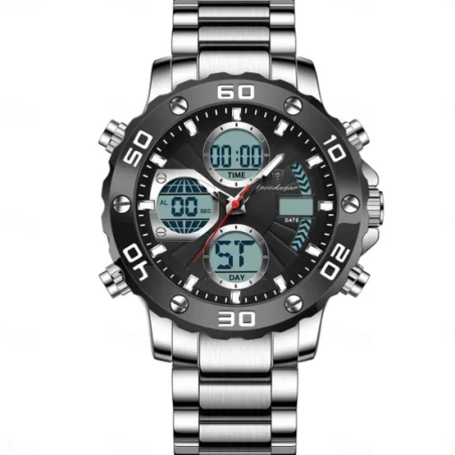 POEDAGAR Military Men's Electronic Wristwatch LED Alarm Analog-Digital Dual Display Men Watch Waterproof Sports Watches