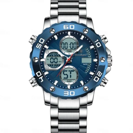 POEDAGAR Military Men's Electronic Wristwatch LED Alarm Analog-Digital Dual Display Men Watch Waterproof Sports Watches