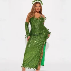 Poison Ivy Halloween Dress Carnival Costume Sexy Costume Adults' Women's Halloween Carnival Mardi Gras Carnival Party Easy Halloween Costumes Dress Up