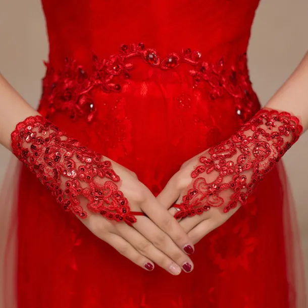 Polyester / Terylene Wrist Length Glove Sweet Style / Flower Style With Floral / Crystals / Rhinestones Wedding / Party Glove