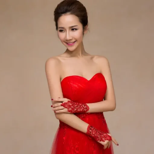 Polyester / Terylene Wrist Length Glove Sweet Style / Flower Style With Floral / Crystals / Rhinestones Wedding / Party Glove