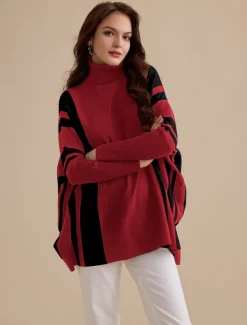 Polyester Acrylic Ribbed Knit Turtleneck Sweater