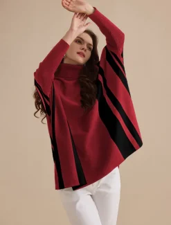 Polyester Acrylic Ribbed Knit Turtleneck Sweater