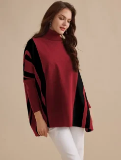 Polyester Acrylic Ribbed Knit Turtleneck Sweater