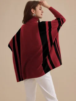 Polyester Acrylic Ribbed Knit Turtleneck Sweater