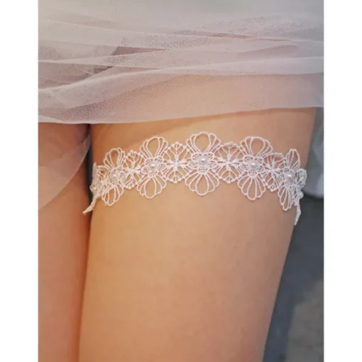 Polyester Cute Wedding Garter With Pearls Garters Wedding Party