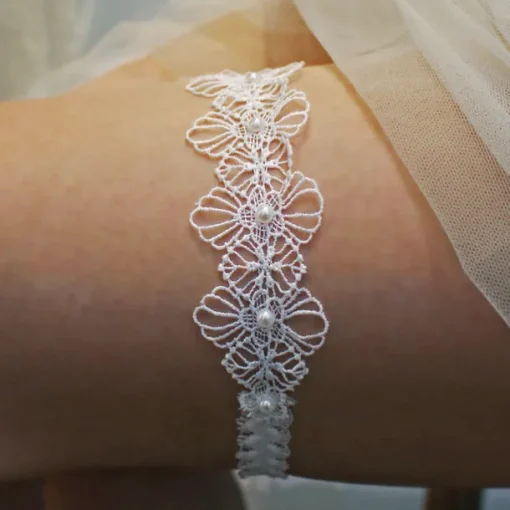 Polyester Cute Wedding Garter With Pearls Garters Wedding Party