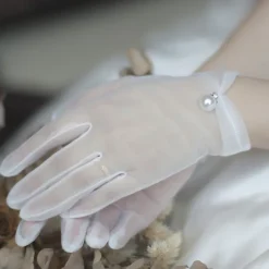 Polyester Wrist Length Glove Gloves / Imitation Pearl With Faux Pearl / Pure Color Wedding / Party Glove
