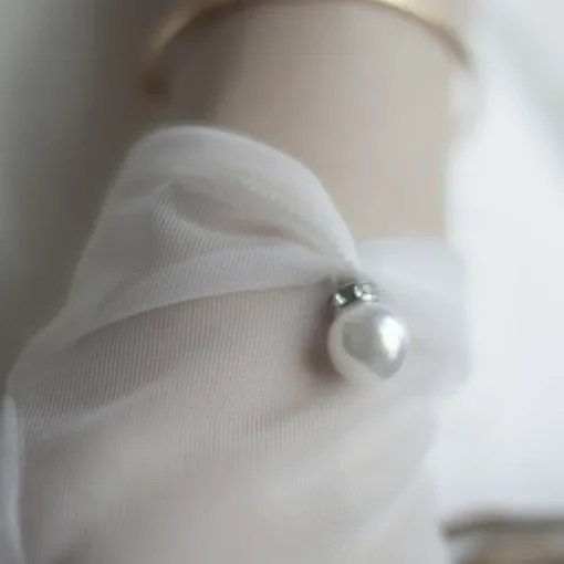 Polyester Wrist Length Glove Gloves / Imitation Pearl With Faux Pearl / Pure Color Wedding / Party Glove