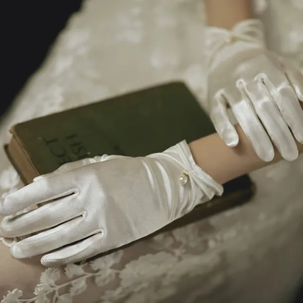 Polyester Wrist Length Glove Gloves / Imitation Pearl With Faux Pearl / Solid Wedding / Party Glove