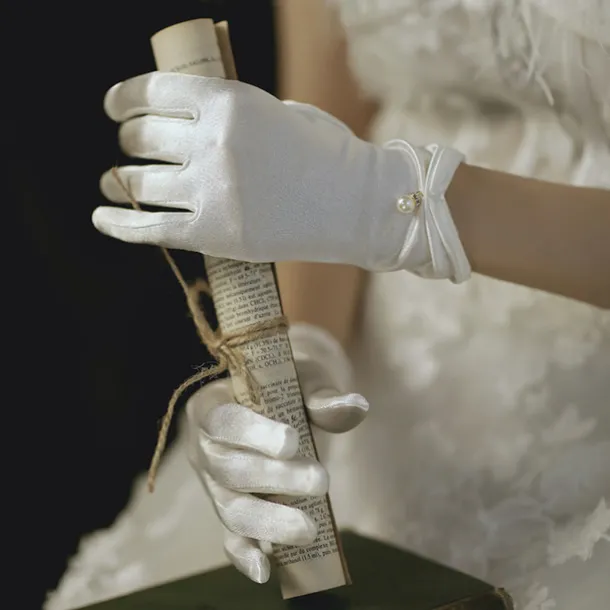 Polyester Wrist Length Glove Gloves / Imitation Pearl With Faux Pearl / Solid Wedding / Party Glove