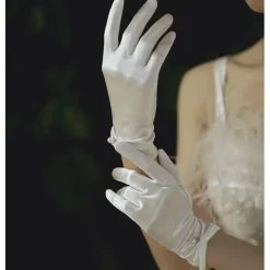 Polyester Wrist Length Glove Gloves / Imitation Pearl With Faux Pearl / Solid Wedding / Party Glove