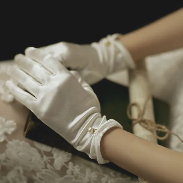 Polyester Wrist Length Glove Gloves / Imitation Pearl With Faux Pearl / Solid Wedding / Party Glove