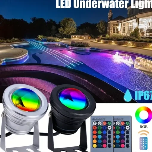 Pond Lights Underwater Fountain Light LED Submersible Spotlight RGB 16Colors Waterproof with Remote Control 10W DC12V Outdoor Garden Landscape Light 1PC 2PCS