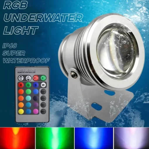 Pond Lights Underwater Fountain Light LED Submersible Spotlight RGB 16Colors Waterproof with Remote Control 10W DC12V Outdoor Garden Landscape Light 1PC 2PCS
