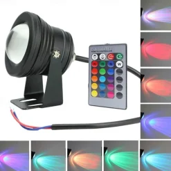 Pond Lights Underwater Fountain Light LED Submersible Spotlight RGB 16Colors Waterproof with Remote Control 10W DC12V Outdoor Garden Landscape Light 1PC 2PCS