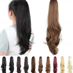 Ponytail Extension Claw for Women Curly Hair Piece 24 Synthetic Pony Tail Hair Extensions Very Long & Voluminous Curled Wavy Heat-Resisting