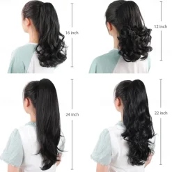 Ponytail Extension Claw for Women Curly Hair Piece 24 Synthetic Pony Tail Hair Extensions Very Long & Voluminous Curled Wavy Heat-Resisting