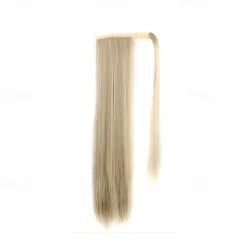 ponytail extensions real human hair clip in 16 inches 65g jet black color straight drawstring warp around ponytail hair piece remy human hair for women