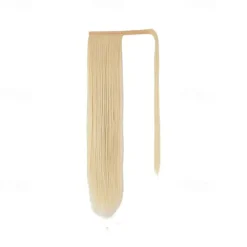ponytail extensions real human hair clip in 16 inches 65g jet black color straight drawstring warp around ponytail hair piece remy human hair for women