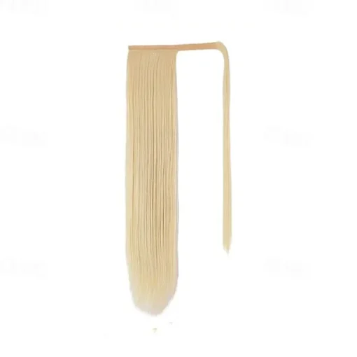 ponytail extensions real human hair clip in 16 inches 65g jet black color straight drawstring warp around ponytail hair piece remy human hair for women