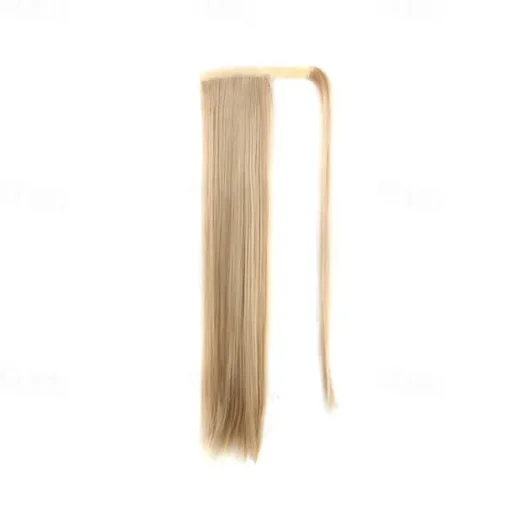 ponytail extensions real human hair clip in 16 inches 65g jet black color straight drawstring warp around ponytail hair piece remy human hair for women