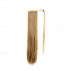 ponytail extensions real human hair clip in 16 inches 65g jet black color straight drawstring warp around ponytail hair piece remy human hair for women