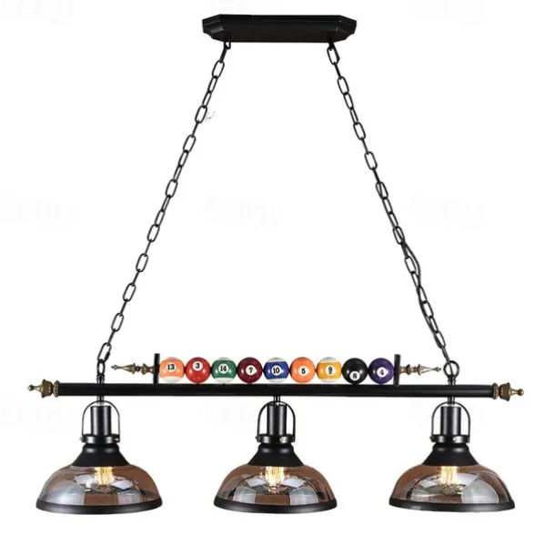 Pool Table Lights Billiard table light Farmhouse Chandelier,Industrial Loft 3 Head Iron Kitchen Light fixtures Fittings Pot Lid Glass Lampshade,Billiard Decoration Creative Lights for Bar