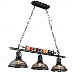 Pool Table Lights Billiard table light Farmhouse Chandelier,Industrial Loft 3 Head Iron Kitchen Light fixtures Fittings Pot Lid Glass Lampshade,Billiard Decoration Creative Lights for Bar