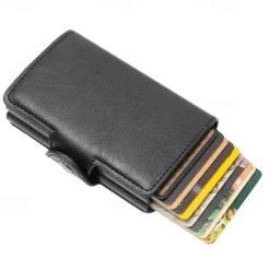 Pop Up RFID Credit Card Holder Wallet Credit Card Holders PU Leather Blocking Rfid Wallet Men Id Card Holder Aluminum Card Case Purse