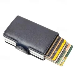 Pop Up RFID Credit Card Holder Wallet Credit Card Holders PU Leather Blocking Rfid Wallet Men Id Card Holder Aluminum Card Case Purse