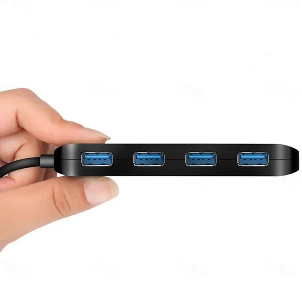 4-Port USB 3.0 Hub with Individual LED Power Switches Portable Data Hub Compatible Transfer Splitter