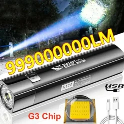 Portable 2 IN 1 990000LM Ultra Bright G3 Tactical LED Flashlight Torch Light Outdoor Lamp Camping Tactics Flash USB Rechargeable