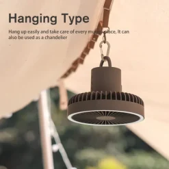 Portable Camping Fan – Rechargeable Battery Operated USB Fan with LED Light and Hook for Tent, Outdoor, Emergency Use