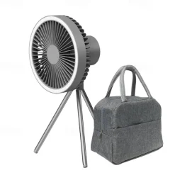 Portable Camping Fan – Rechargeable Battery Operated USB Fan with LED Light and Hook for Tent, Outdoor, Emergency Use