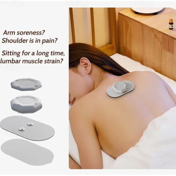 Portable Cordless TENS Massage Patch Pain Relief Muscle Stimulation Patch Rechargeable with Charging Case Electric Pulse Patch for Relaxation