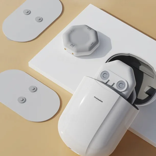 Portable Cordless TENS Massage Patch Pain Relief Muscle Stimulation Patch Rechargeable with Charging Case Electric Pulse Patch for Relaxation